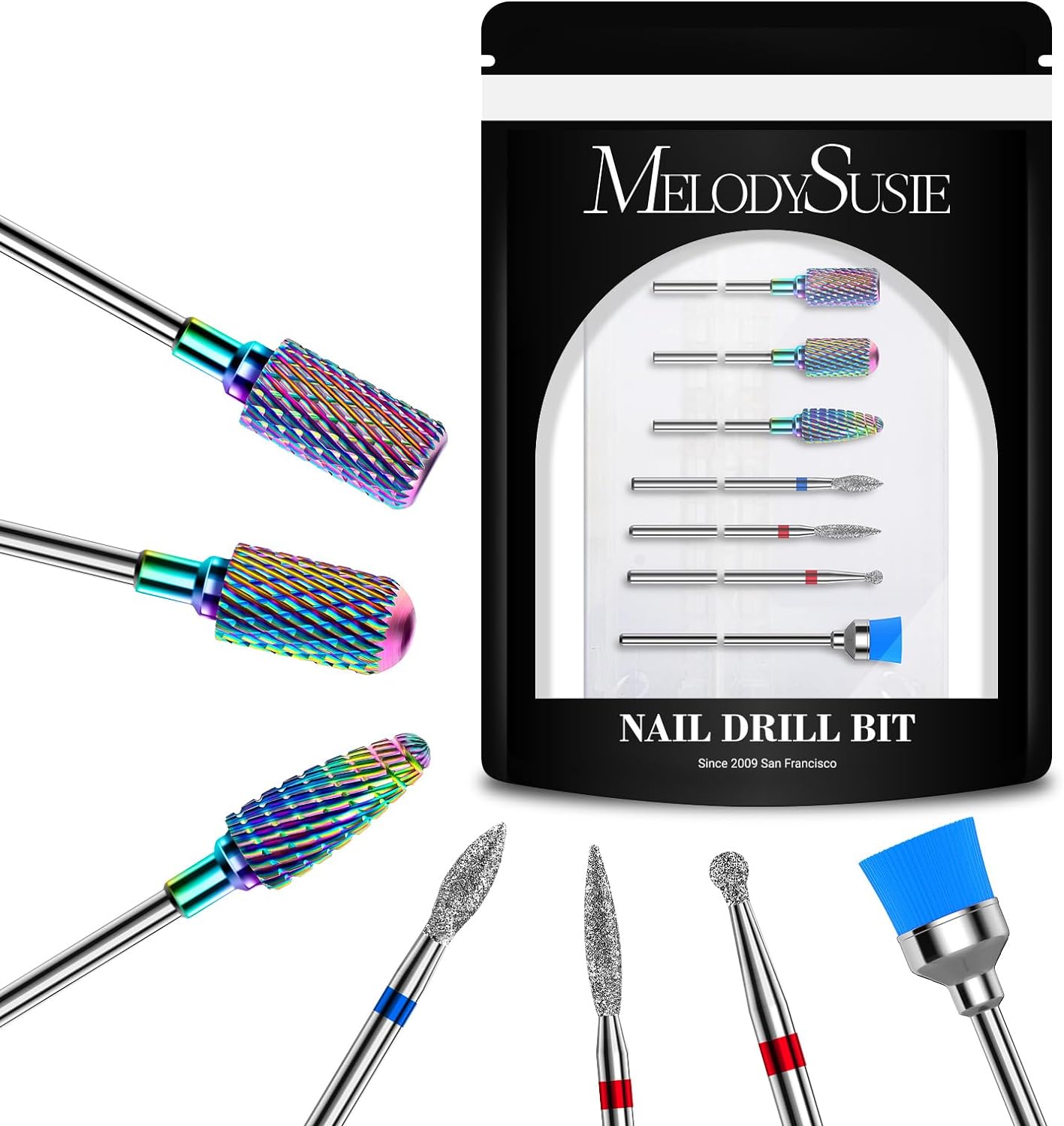MelodySusie Nail Drill Bits Set, 7pcs