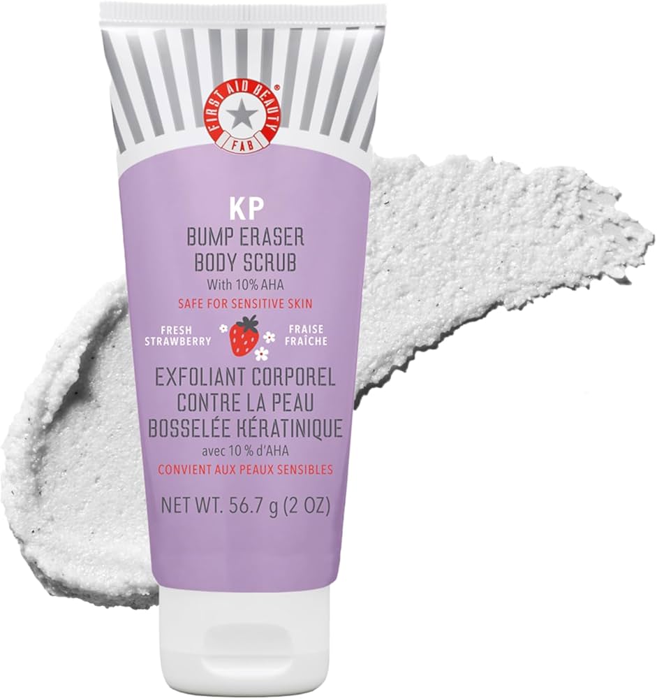 First Aid Beauty KP Bump Eraser Body Scrub with 10% AHA – Body Exfoliant for Keratosis Pilaris
