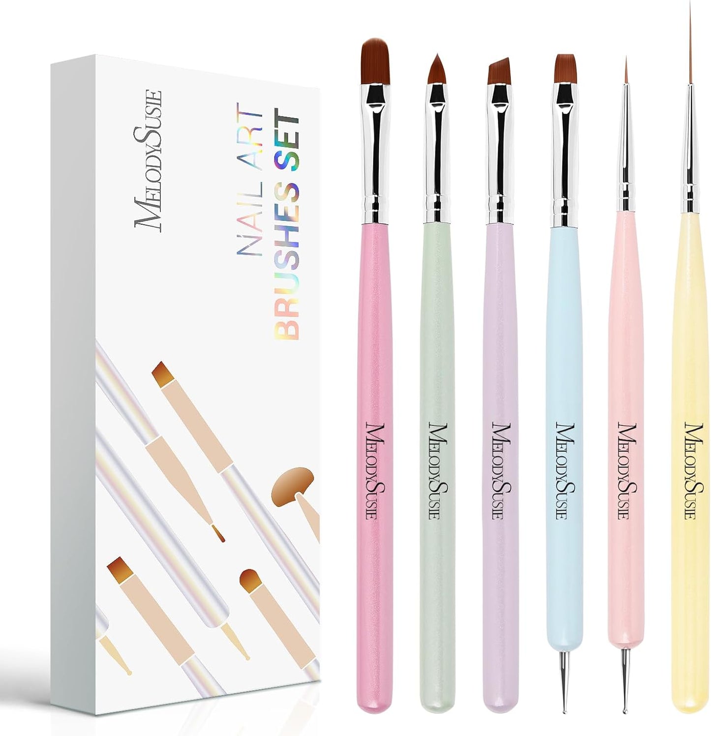 MelodySusie Nail Art Brushes Set, 6pcs