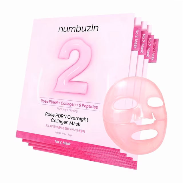 numbuzin No.2 Rose PDRN Overnight Collagen Mask 37ml - 1 BOX/ 4 PCS