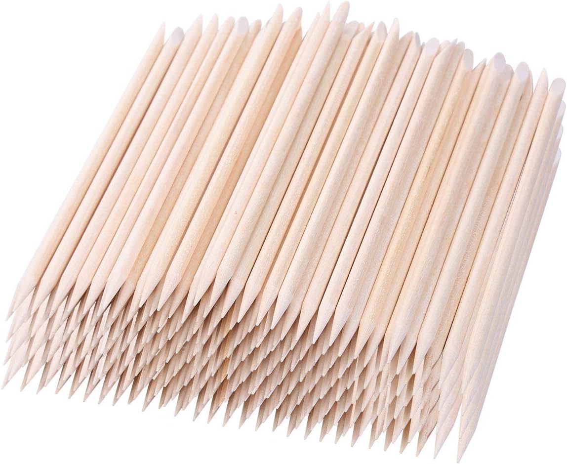 Orange Wood Stick 4.5 inch Cuticle Pusher Remover, 100pcs