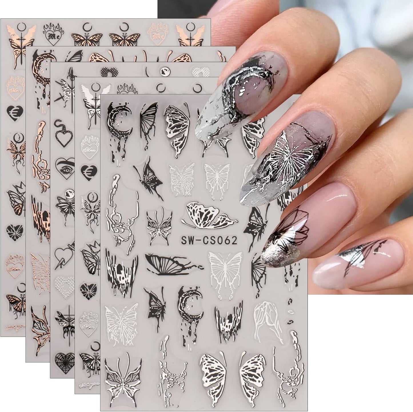 Butterfly Nail Art Stickers, 9 sheets