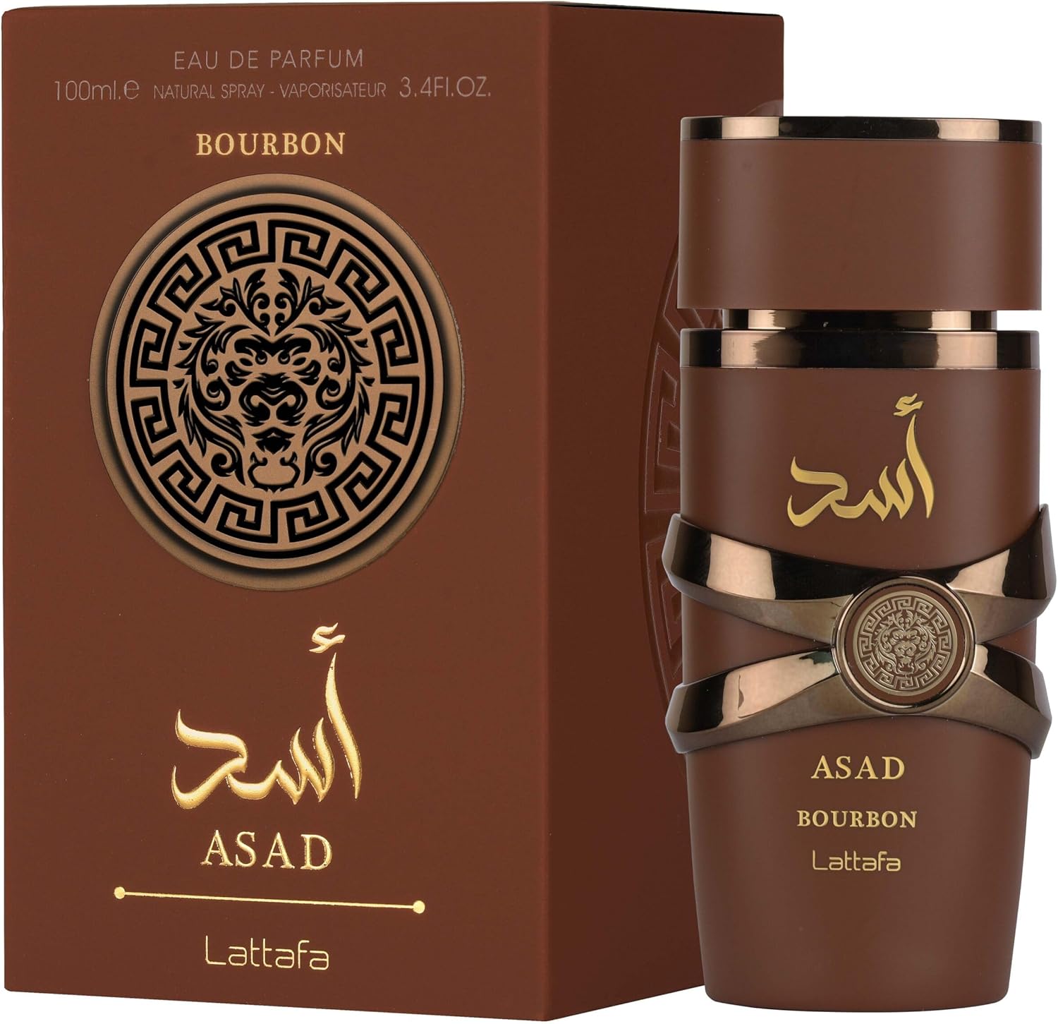 Lattafa Asad Bourbon Eau de Parfum Spray for Unisex, 3.4 Ounce