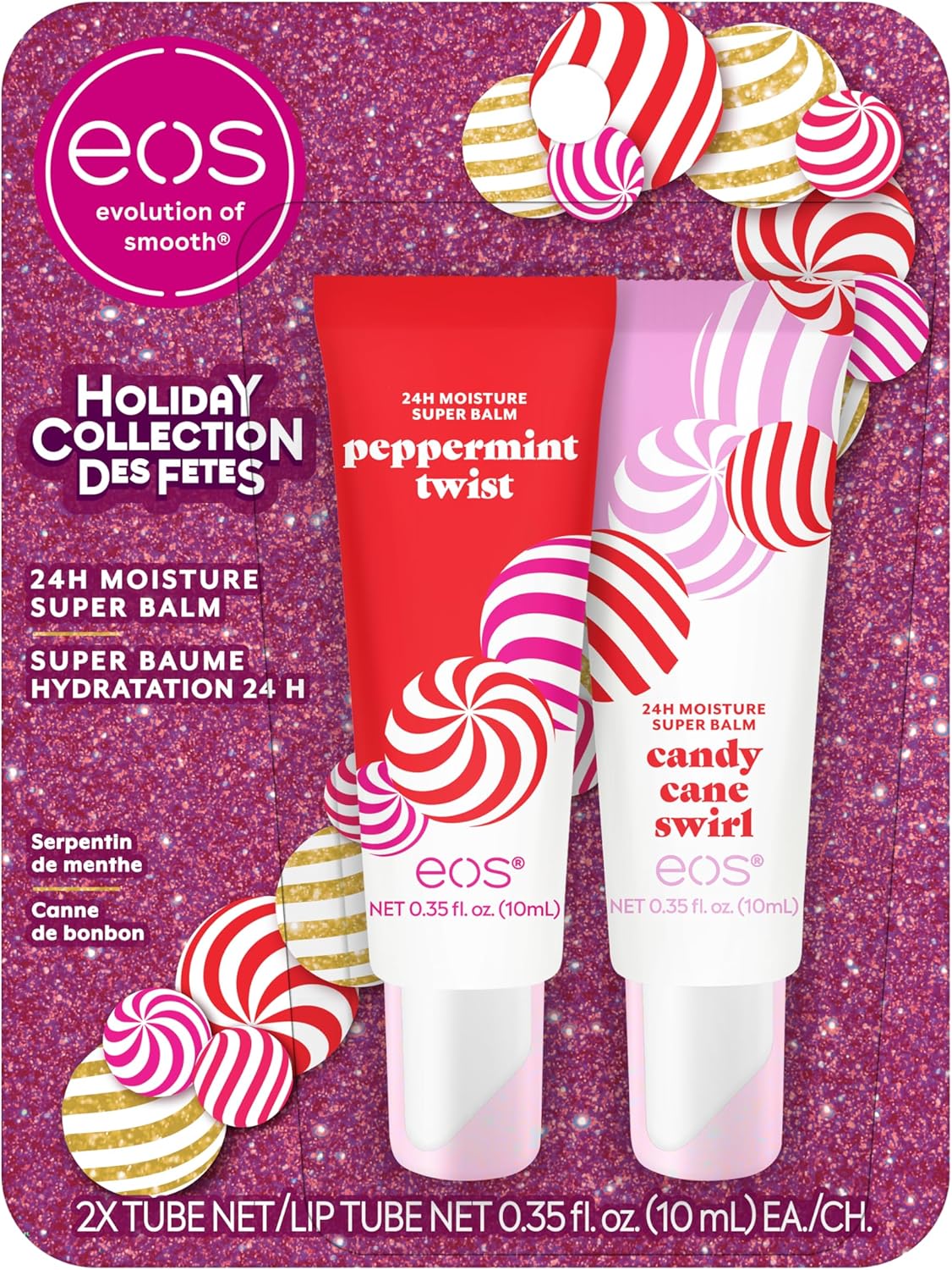 eos Holiday Peppermint Twist/Candy Cane Swirl Super Balm