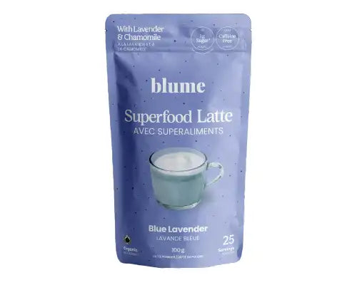 Blume Superfoods Latte - Blue Lavender Powder with Blue Spirulina and Coconut Milk