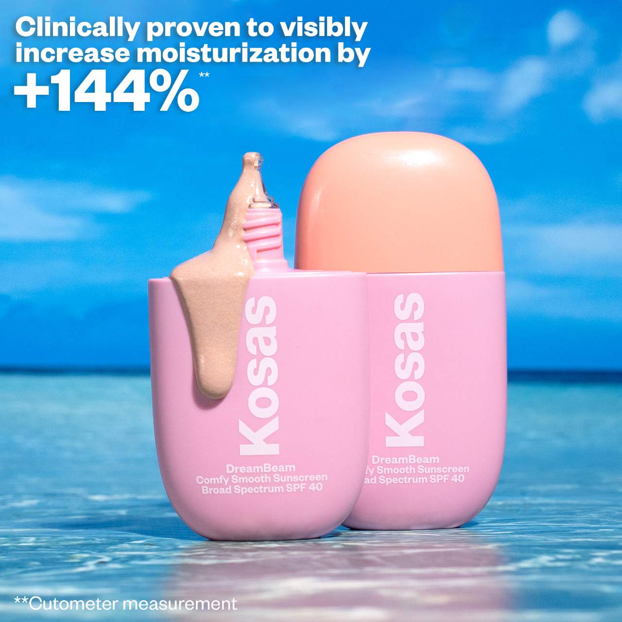Protector solar mineral DreamBeam de Kosas con FPS 40, ceramidas y péptidos, sin silicona