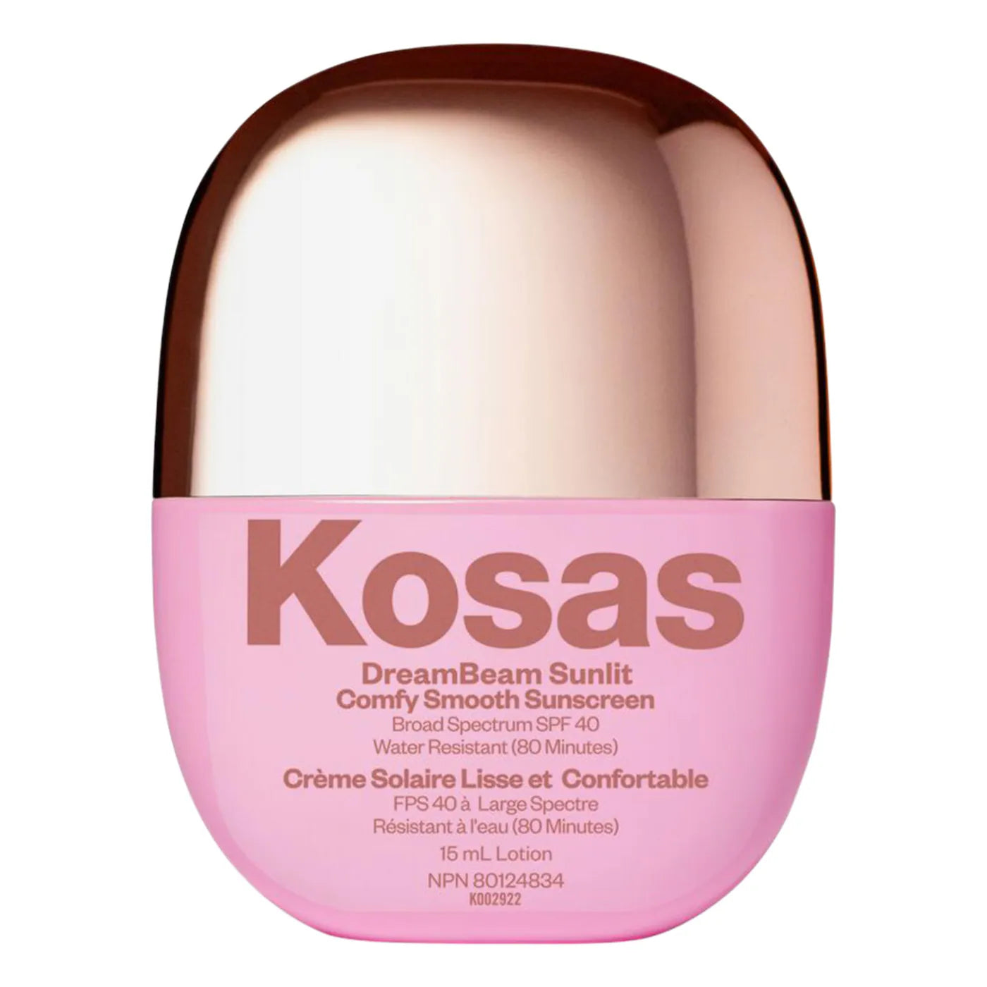 Protector solar mineral DreamBeam de Kosas con FPS 40, ceramidas y péptidos, sin silicona